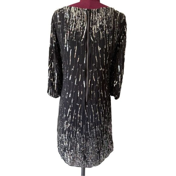 Alice + Olivia Mini Dress Sequin Beaded size XS Black - Picture 2 of 16